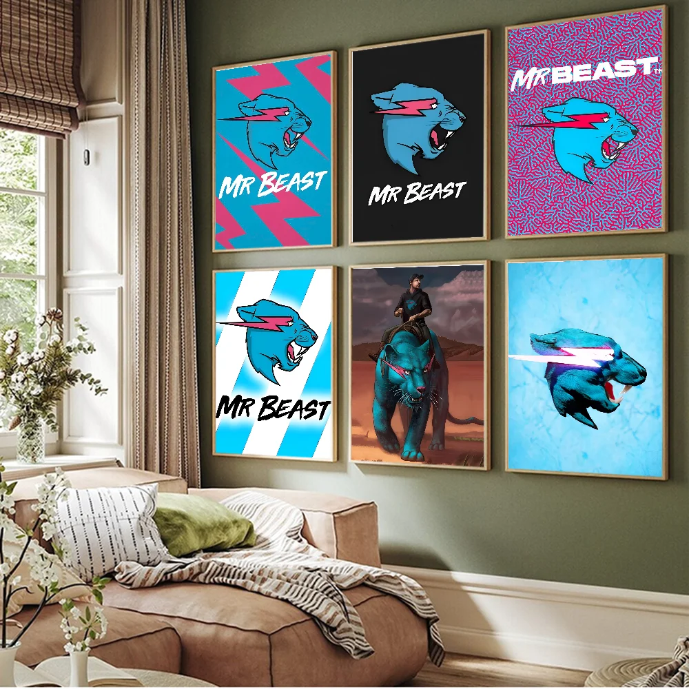 Game Blogger Mr-Beast Anime Posters Sticky Whitepaper Prints Posters Artwork Kawaii Room Decor