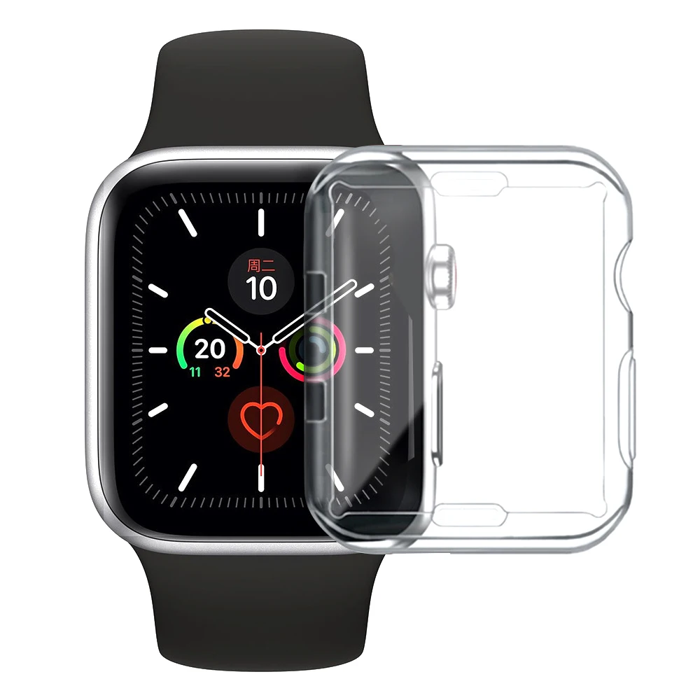 Schlankes Voll gehäuse für Apple Watch Serie 8 7 6 5 4 3 se Silikon hülle für iwatch 38 40 41 42 44 45 49mm klarer TPU-Displays chutz