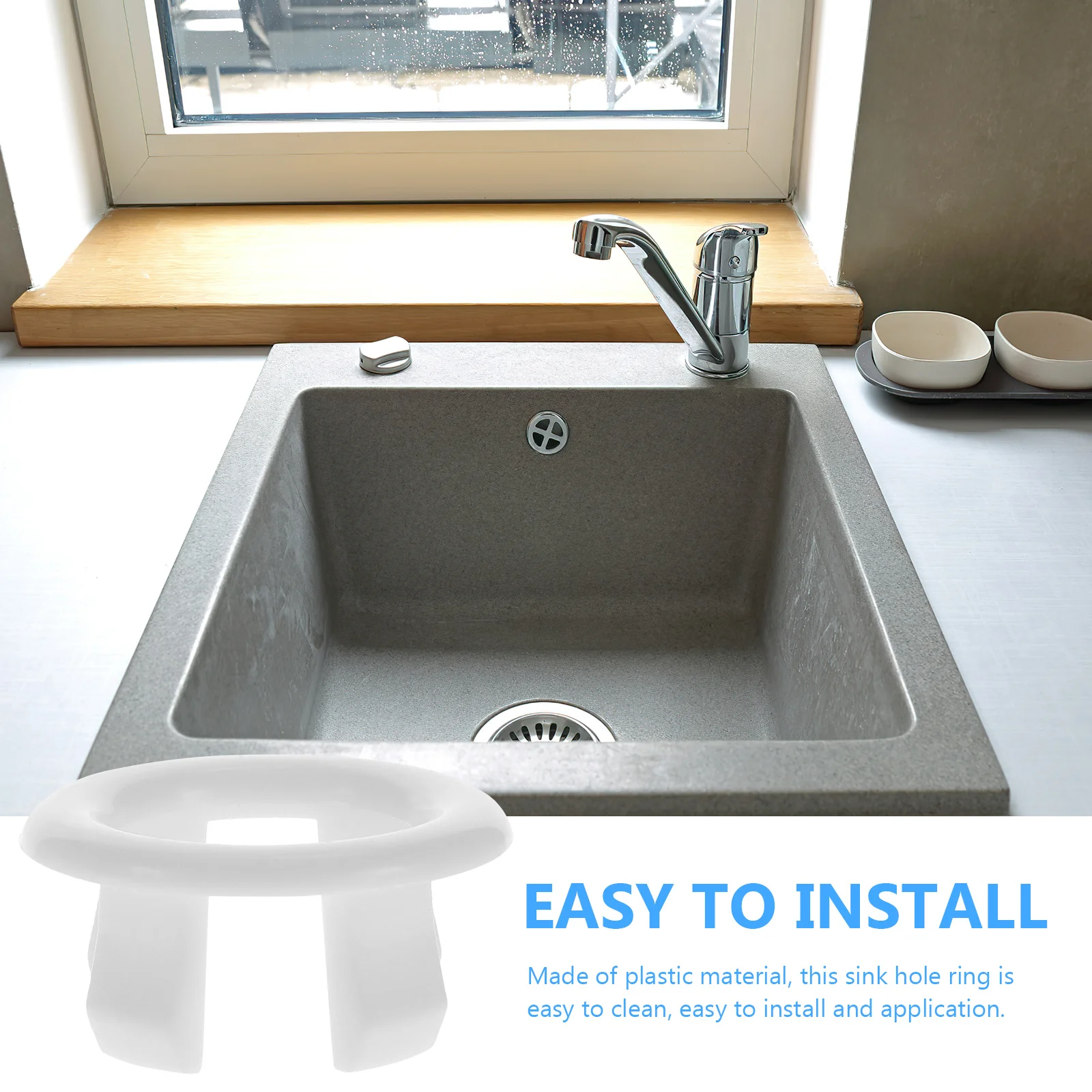 

50Pcs Sink Overflow Covers Easy to Install Plastic Bathroom Kitchen Basin Trim Hollow Round Design Safe for Hands