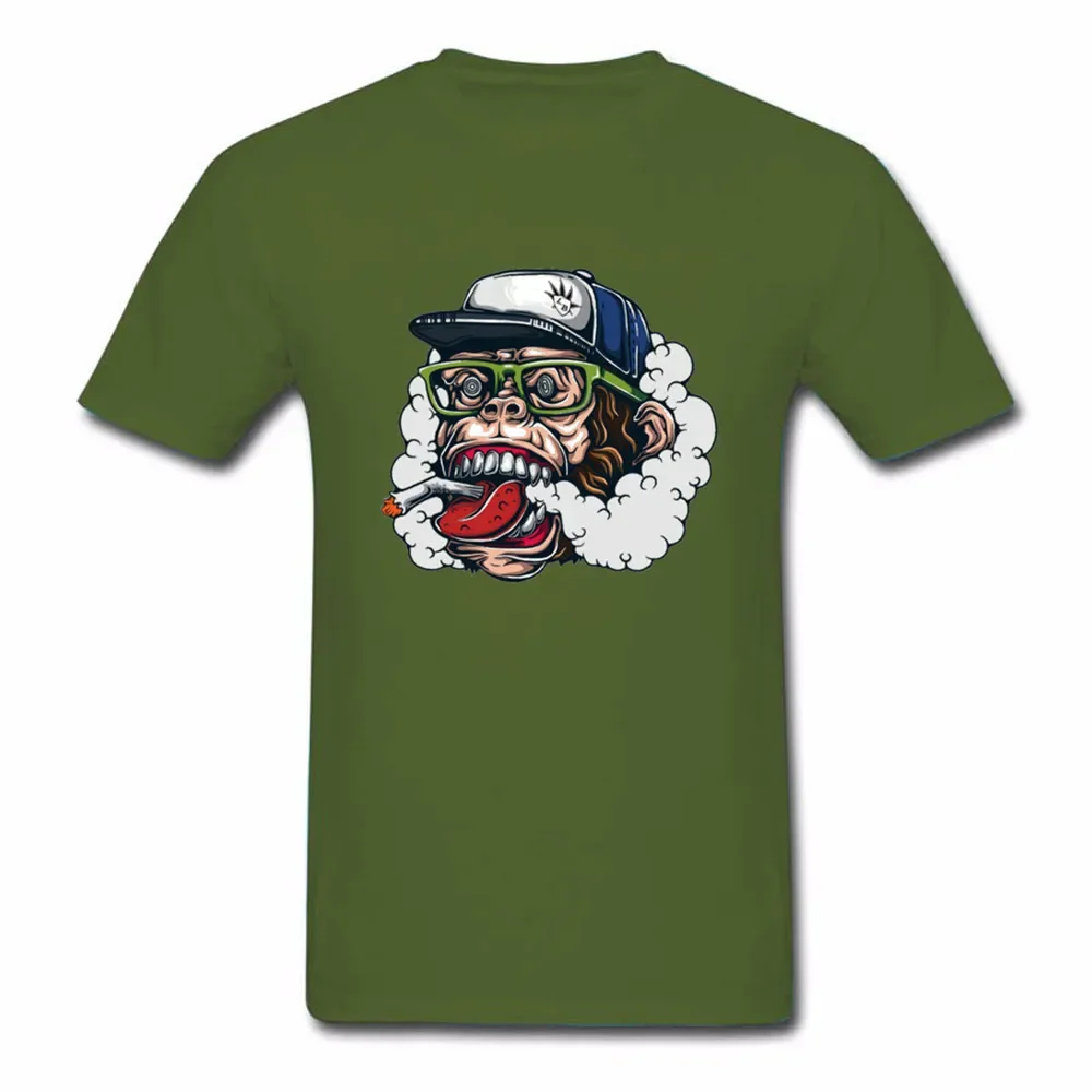 Real Animal Lovers Is Vegan. Funny Monkey Chimps Smoking T-Shirt 100% Cotton O-Neck Short Sleeve Summer Casual Mens T-shirt