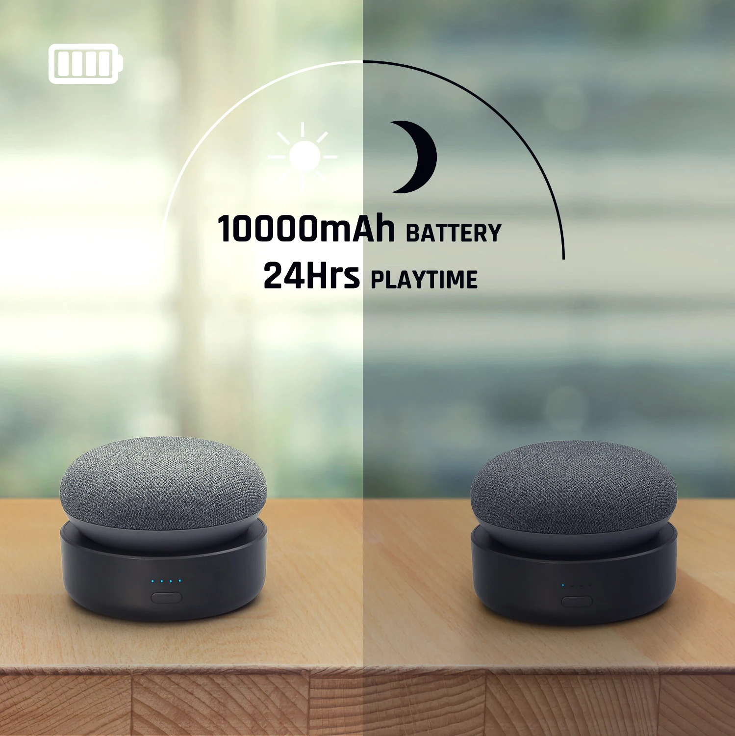 10000mAh Battery Base For Google Nest Mini 2nd Generation Holder Original Rechargeable Power Bank Stand 20Hrs Play Charger Mount