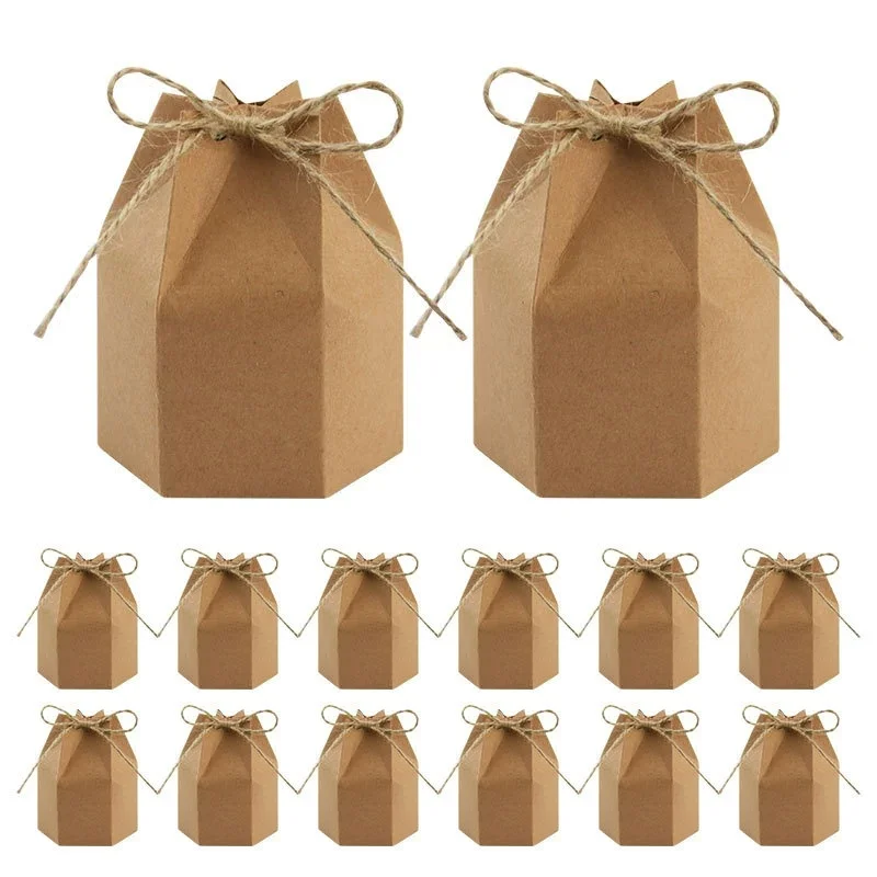 10–30 Stück Retro-Geschenkbox aus Kraftpapier, weiß, braun, für Kekse, Süßigkeiten, Verpackungsbeutel mit Seil, Anhänger, Geburtstag, Hochzeit, Party, Geschenke, Zubehör – Detail 1