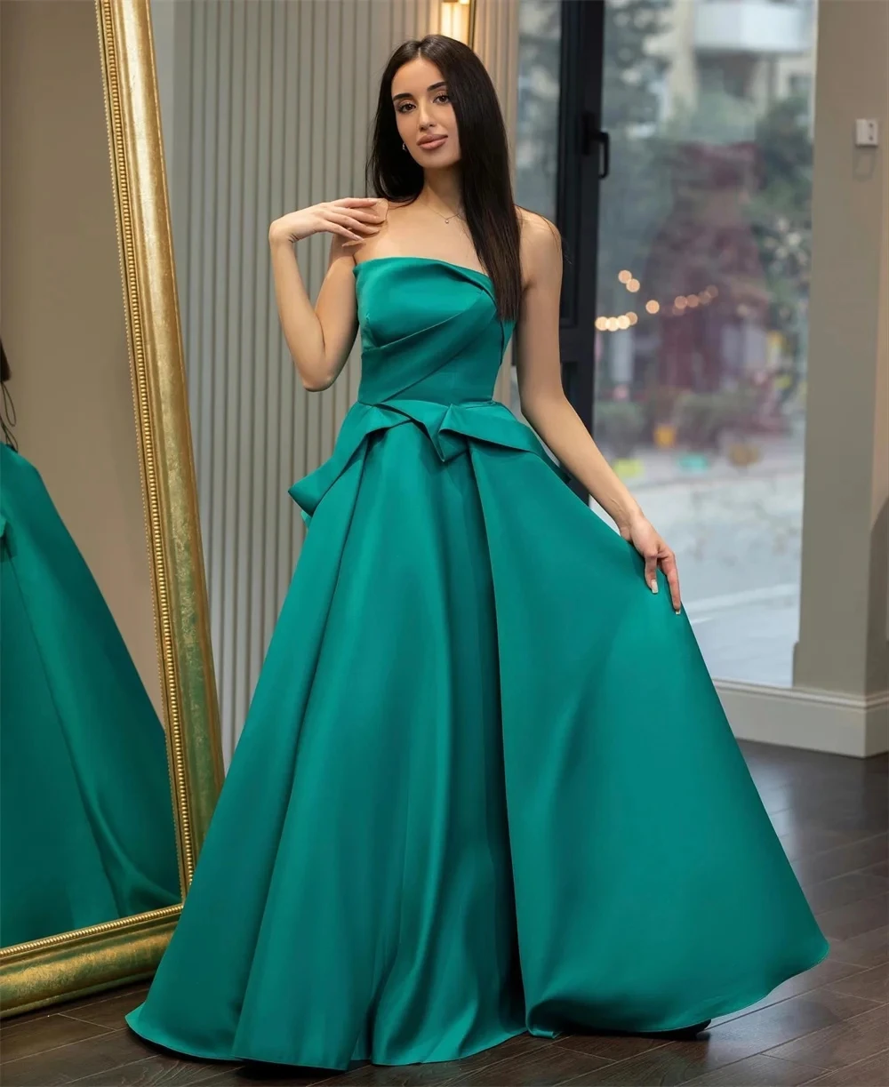 

Formal Strapless Long Bespoke Occasion Gown Evening Dresses Prom Pastrol Unisex Jersey Retro Dubai Saudi Arabic Customized