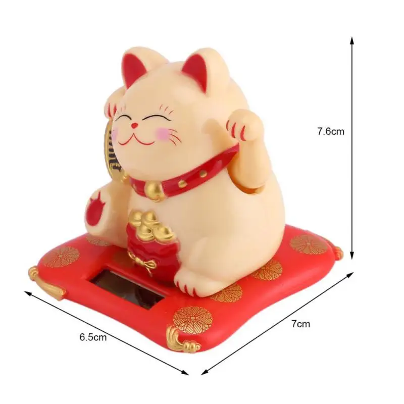 Solar Powered Fortune Cat Maneki Neko Lucky Cat Welcoming Chinese Lucky Cat Waving Hand Beckoning Fortune Cat Figurines For Home