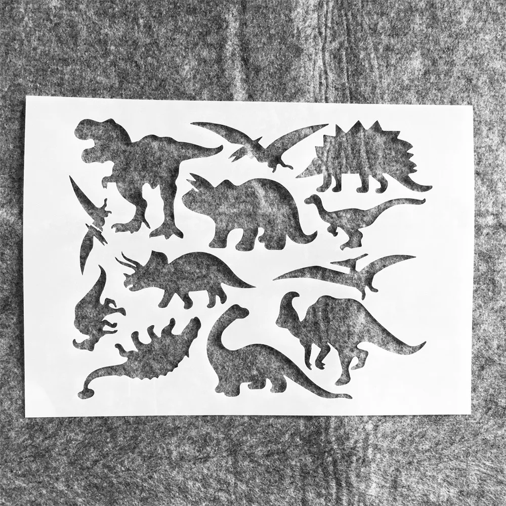 

A4 29cm Prehistoric Dinosaurs DIY Layering Stencils Wall Painting Scrapbook Coloring Embossing Album Decorative Template