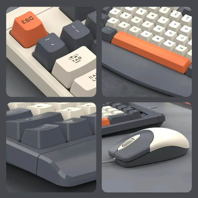 R903 Gaming Keyboard and Mouse Set, Color-Matching Mechanical Feel, Membrane Keyboard and Mouse, Wired, Office Computer USB