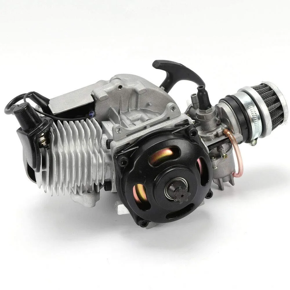 

2-тактный двигатель 49CC, двигатель 1,3 л.с., комплект гоночного двигателя с пуском, подходит для карманного квадроцикла, скутера, квадроцикла, высокая производительность