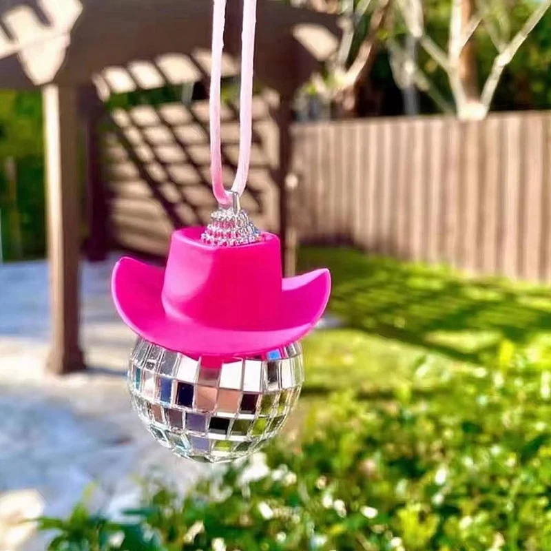 Disco Ball Cow Boy Hat Car Accessories,Car Interior Accessories,Car Hanging Ornament Accessories