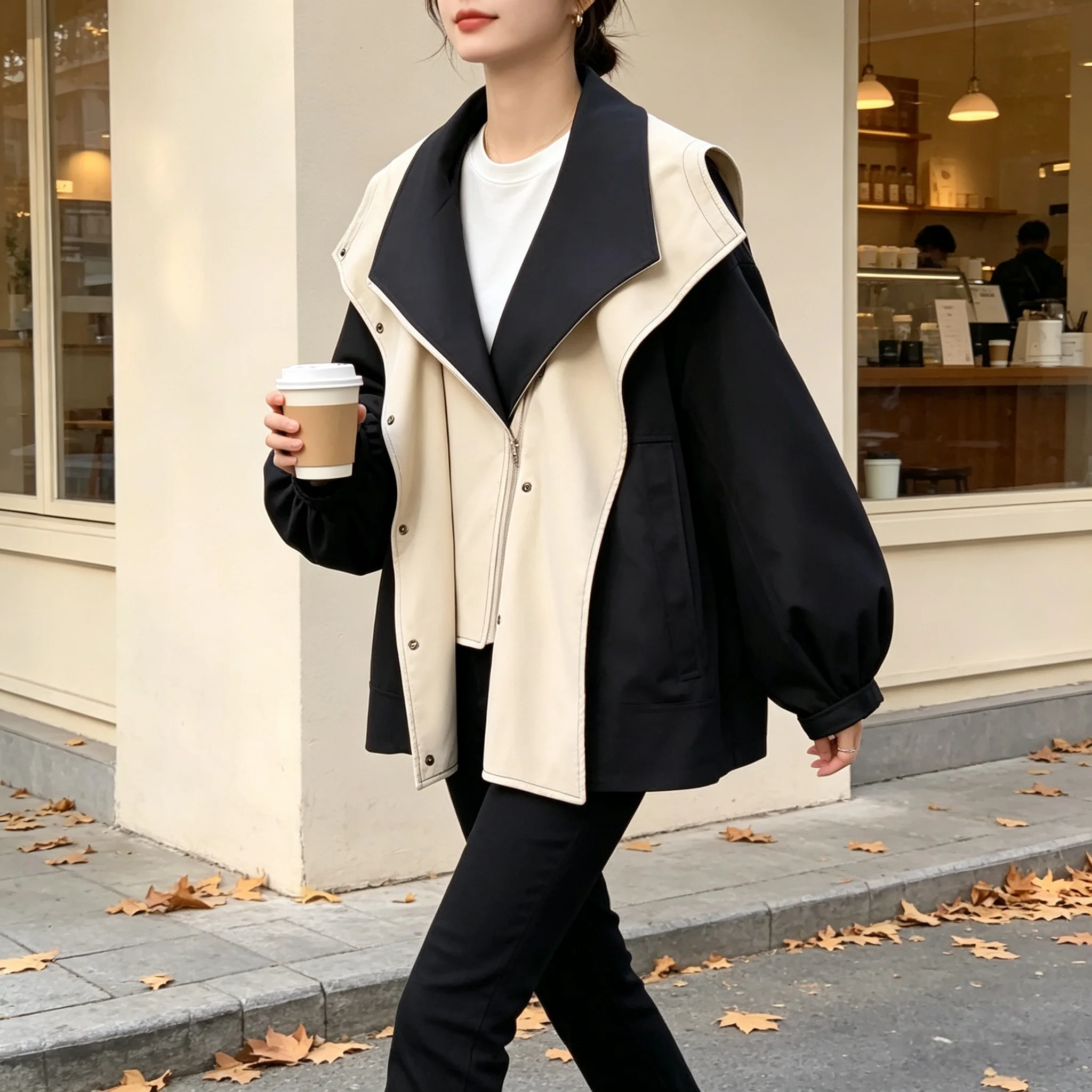 Women's Summer Short Jacket Regular Length Polyester Fabric Color-Blocked Design Double-Layer Build Medium Stretch