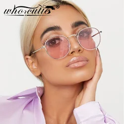 Retro Punk Women Pink Round Sunglasses Brand Designer 2024 Trendy Circle Metal Red Lens Small Sun Glasses Tint Shades Female 773