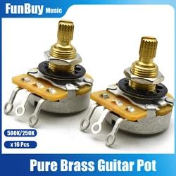 8Pair Brass Split Shaft Potentiometer 250K/500K Pot for Electric Guitar and Bass Tone Volume Parts