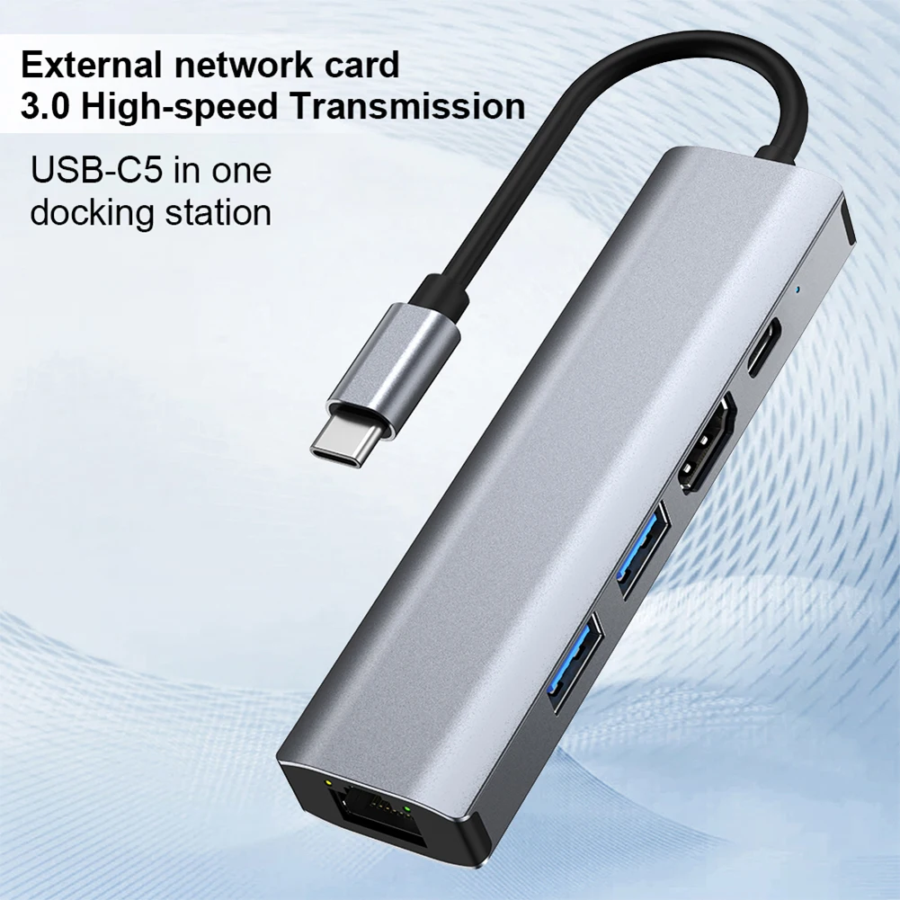 맥북 노트북 컴퓨터용 USB C 허브, 5 in 1, 4K HDMI 호환 USB C 동글, PD 100W 충전 USB C 도크, 2 USB-A, USB3.0, 5Gbps