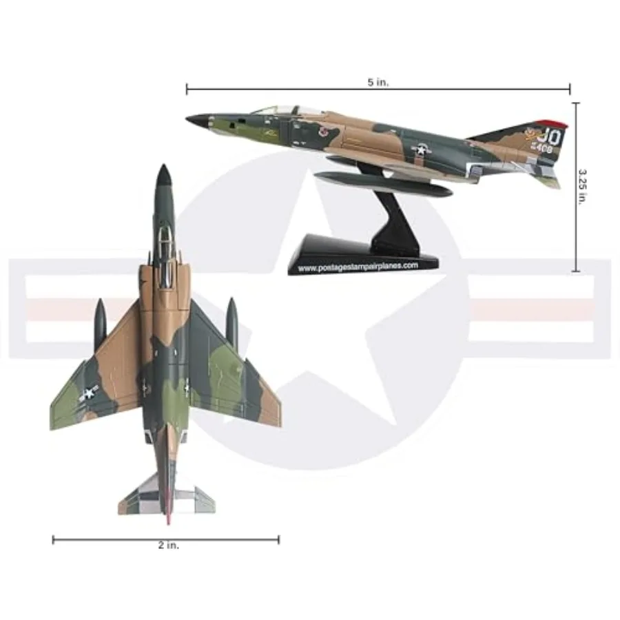 F-4 Phantom II™ Southeast Asia Camo Die-Cast Model 1:155 Scale ersonic Fighter-Bomber Replica with Display Stand, Highly Detail