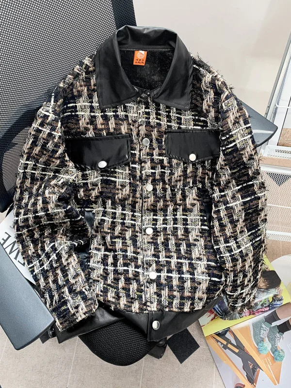 

Casual Plaid Jaet Men's Spring Autumn Winter Loose Fit Collar up Jaet Sli Youth Long Sve No Brand Faionable Oute...