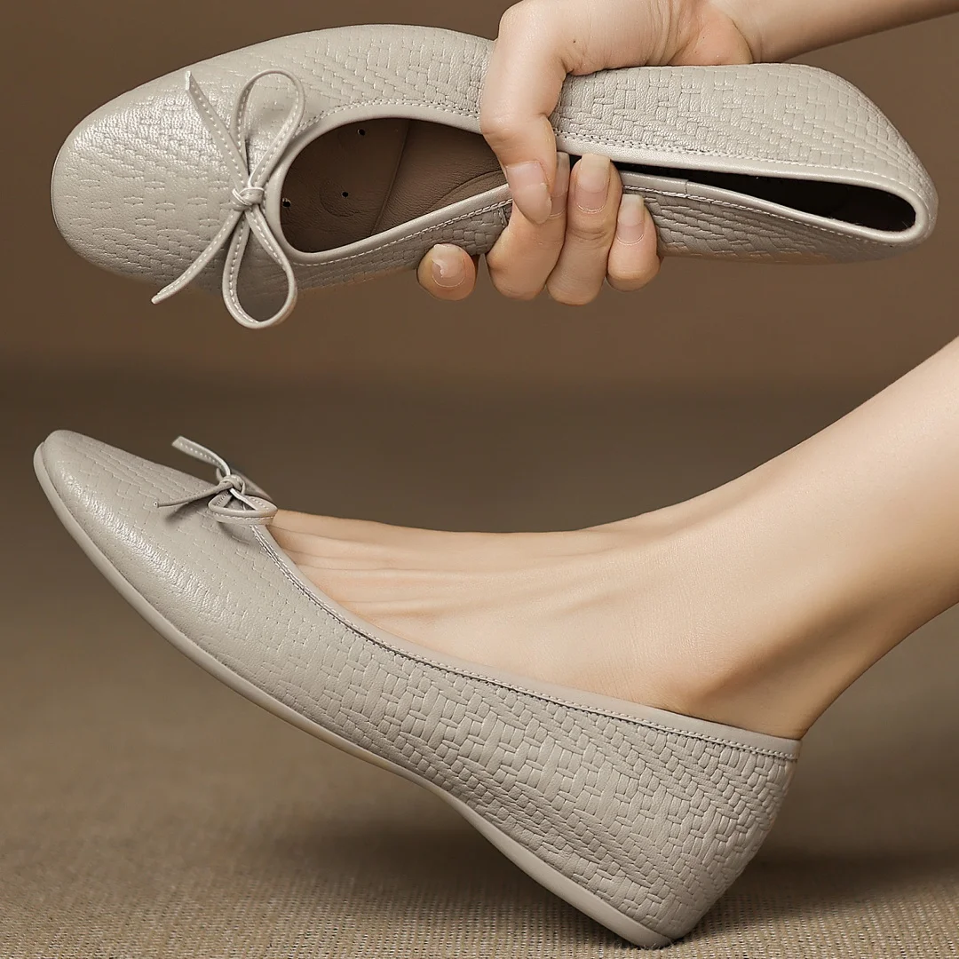 

Женские балетки без шнуровки из овчины с круглым носком, большие размеры 34–41, мягкие удобные повседневные женские балетки высокого качества с бантом