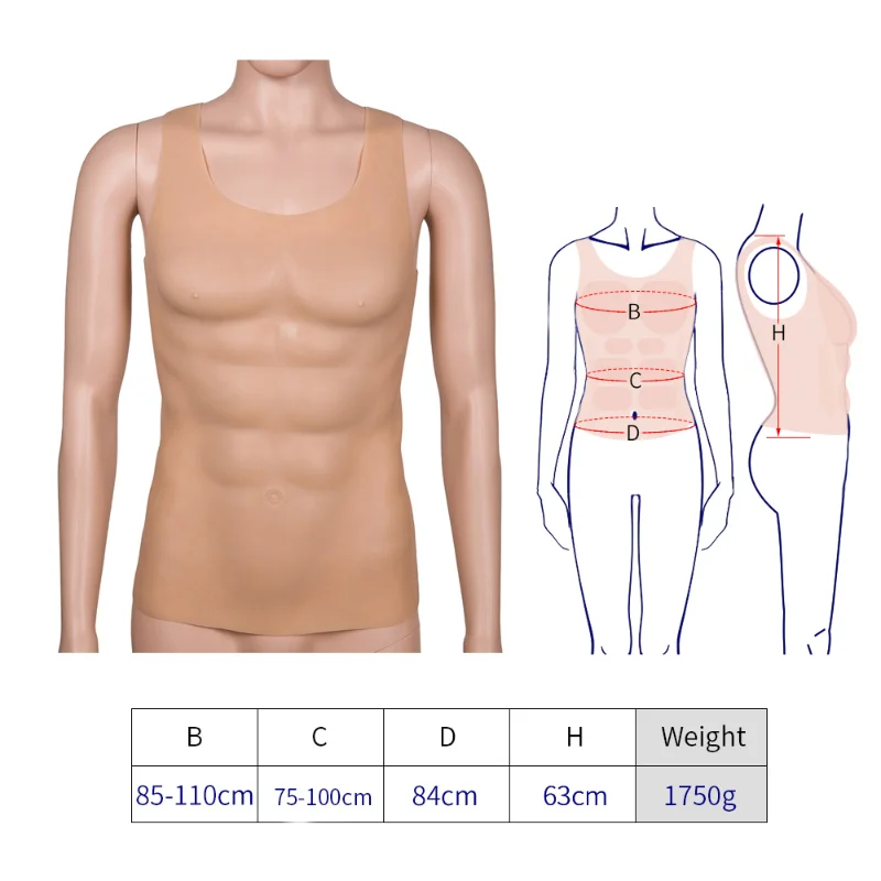 

Silicone Fake Chest Muscle 2.5cm Thick Silicone Breast Muscle Perform Chest Props Cross-dressing Man's Chest Muscles