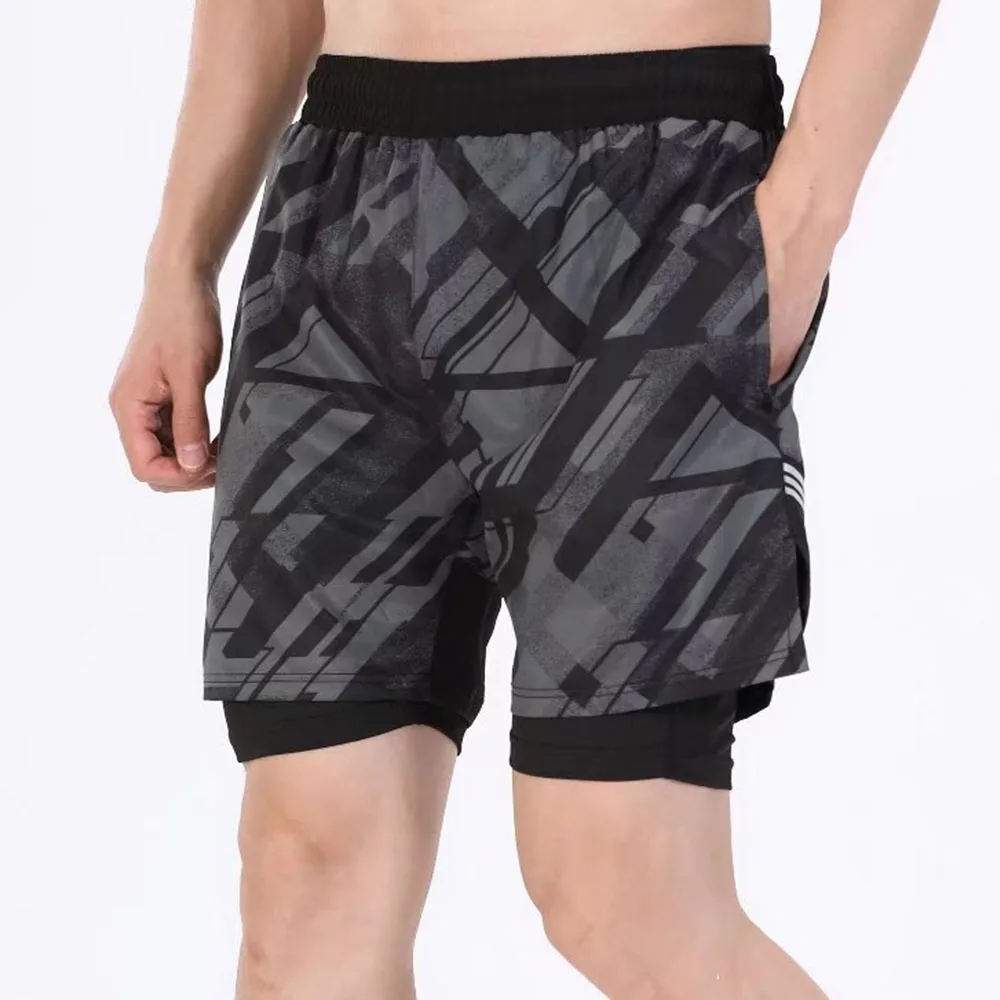 

Camouflage Print Sports Gym Shorts for Men 2023 Summer Quick Dry Leisure Workout Oufits 2 Layer Marathon Jogging Running Shorts