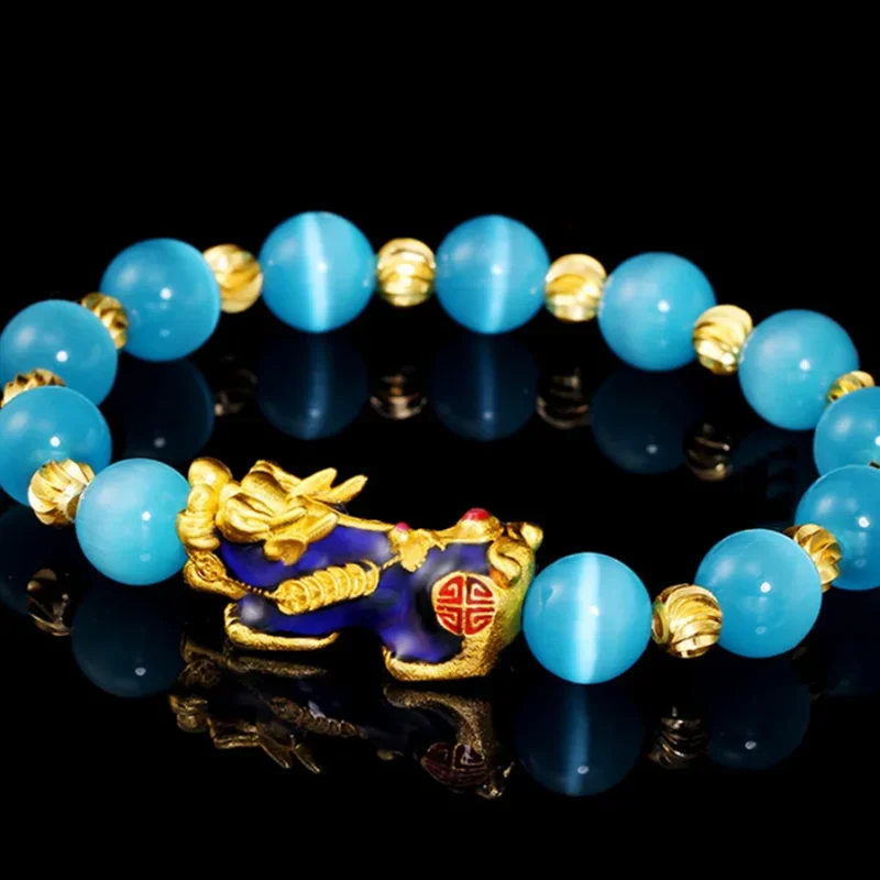 

Чистая медь, изменение цвета Pixiu, фэн-шуй, подарок, браслет с камнем «кошачий глаз» для мужчин и женщин, хороший амулет на удачу, ювелирные изделия