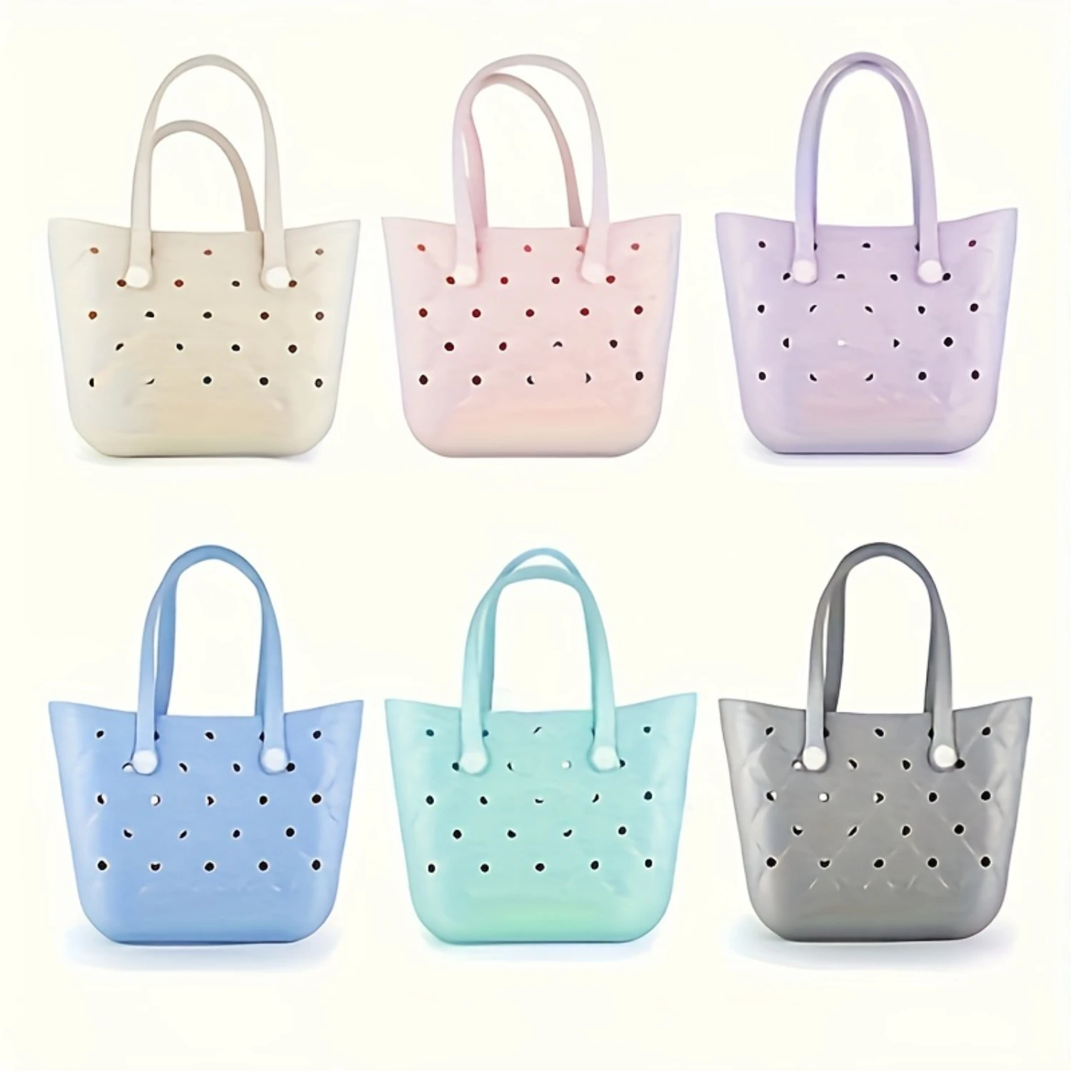 1 pc L large  rubber waterproof beach bag handbag, washable, anti pointed, durable beach  basket perforated handbag, available i