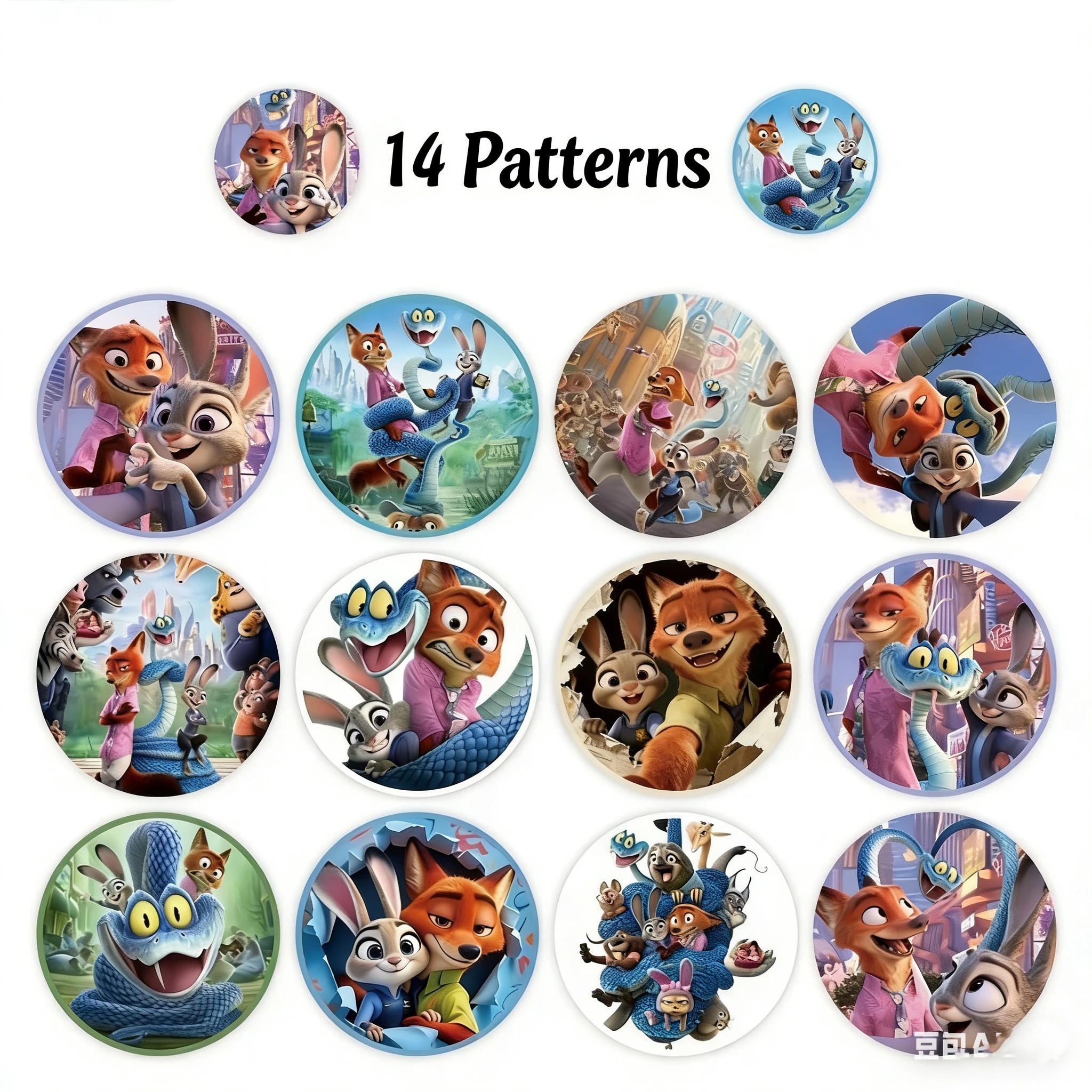 500 Uds Zootopia 2 pegatinas de rollo redondo-calcomanías de dibujos animados Nick & Judy para decoración de fundas de teléfono DIY