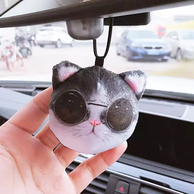 Creative Car Air Freshener 3D Cute Cat Husky Auto Rearview Mirror Hanging Pendant Car Perfume Car Interior Decoration Accessorie