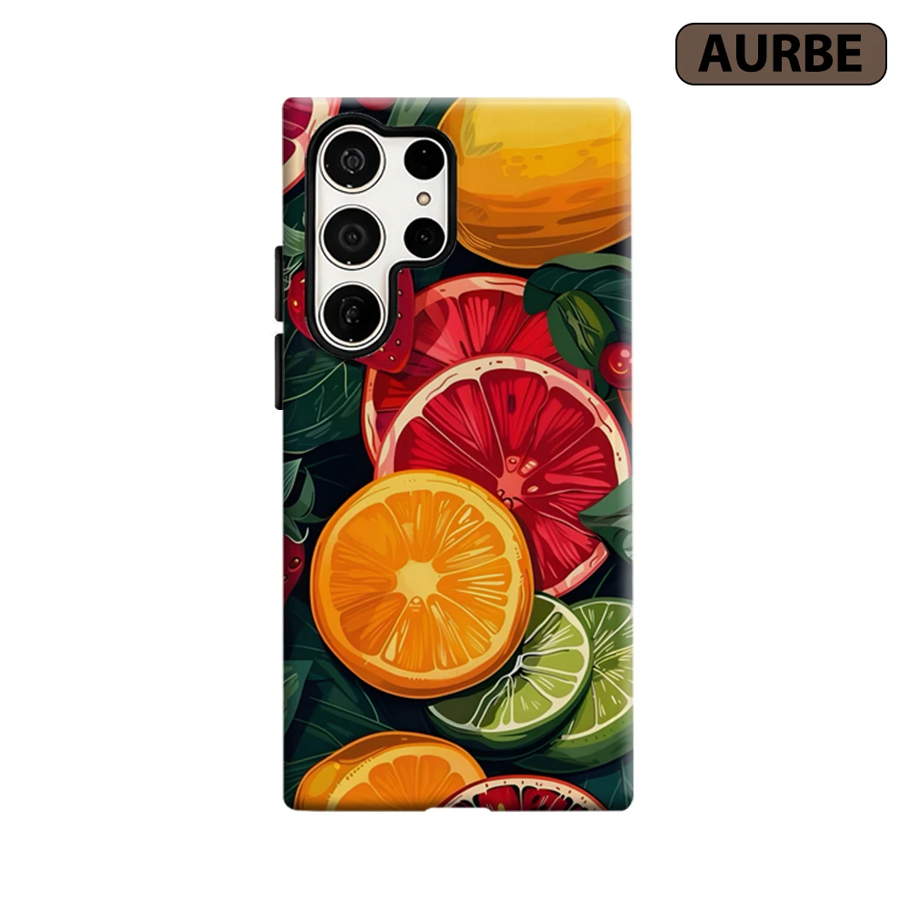 Vibrant Citrus Mix Phone Case for Samsung Galaxy S26 S25 Ultra S24 S23 Ultra Plus Shockproof Double Layer Tough Back Cover
