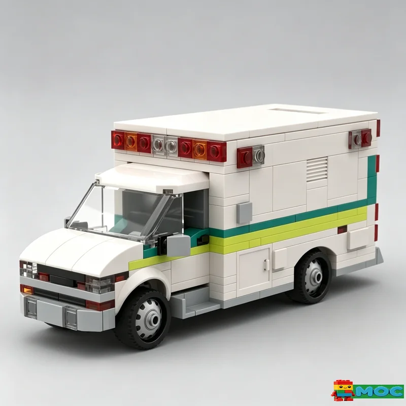 346 PCS Chevy Ambulance Emergency Vehicle Model Customize Creative MOC Building Blocks DIY Assembly Educational Toy For Display