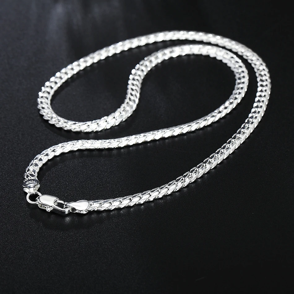 925 Sterling Silber Weihnachtsgeschenke Europäischen Stil 6 MM Flache Kette Halskette Armbänder Mode für Mann Frauen Schmuck Sets S085 – Detail 7