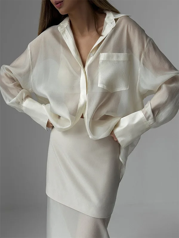 

Women's Long Sve irt And Skirt Set Sequin Me Splicing f-length Casual Sportswear Two-piece Set Polyester Material