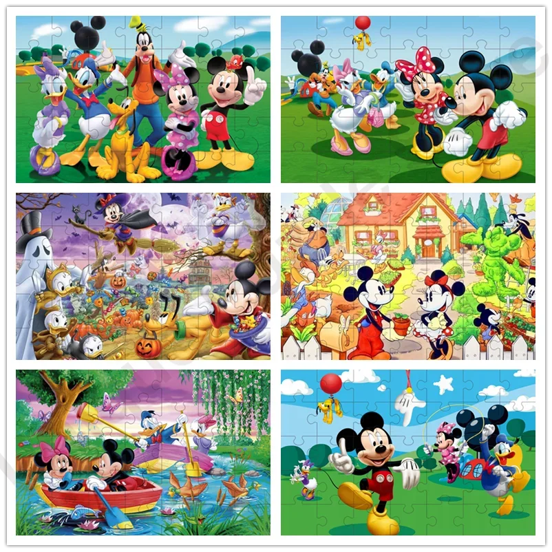 

Mickey Mouse Jigsaw Puzzles 108/300/500/1000 Pcs Disney Jigsaw Fun Family Puzzle Gift with Box Unique Design Diy Home Decor