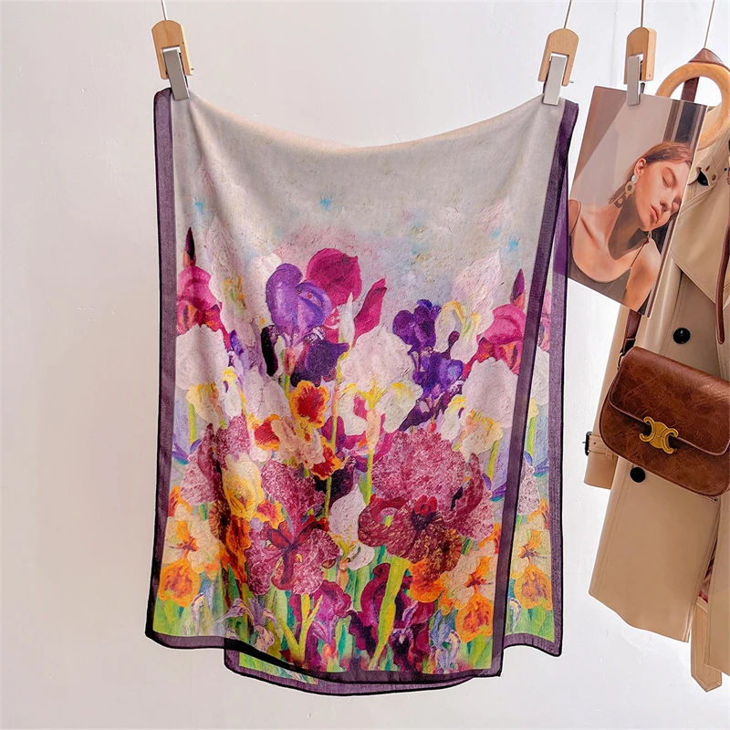 หรูหราขนสัตว์และผ้าพันคอผ้าไหมฤดูหนาว WARM Design Shawl Elegant ผ้าพันคอผู้หญิงห่อ Hijab Pashmina Bufanda หญิงยาว Foulard 2025