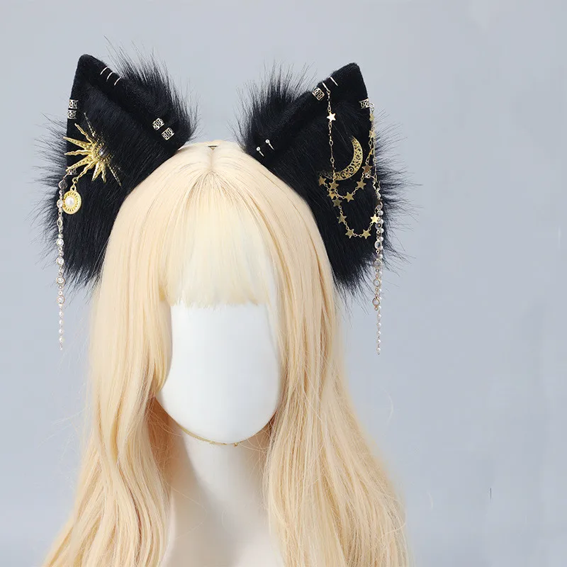 Halloween Gothic Punk Lolita Teufelshorn Wolf Ohren Dämon Handgefertigte Anime Party Kostüm Haarband Cosplay Katze Haarschmuck