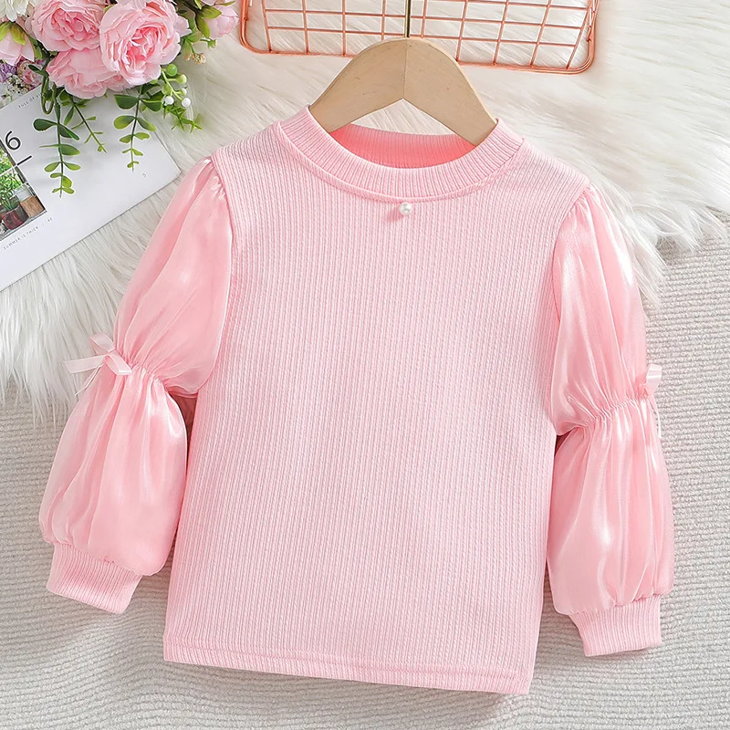 Girls\' bottoming shirt spring and autumn2024new fashionable stylish inner girl lantern sleeve Princess Lolita top fashion