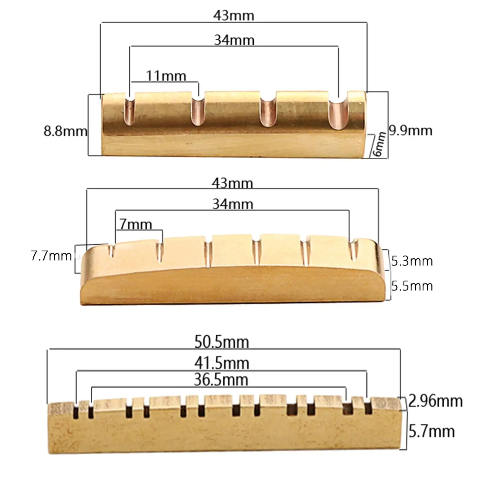 4/6/12 Brass String Nut Pre Slotted Guitar Bridge Saddle Nut for Electric Guitar Acoustic Guitar Bass Guitar Replacement Parts