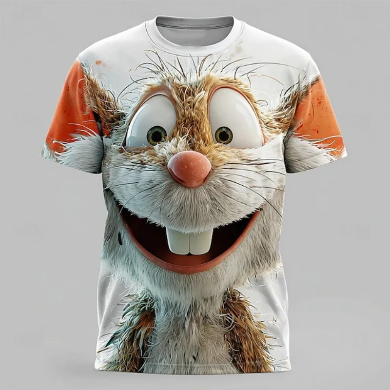 

Cartoon animal 3D printing sports quick drying men's T-shirt cute street casual fashion outdoor short sleeved fun top