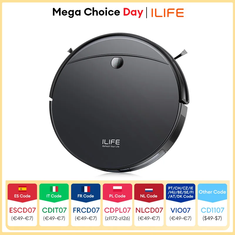 ILIFE V10 Robot Vacuum Cleaner, 5000Pa Suction, Gyro Navigation, Self-Charging Robotic Vacuum, Roller Brush Aspirateur Robot for