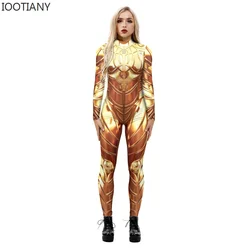 IOOTIAY New Halloween Robot Jumpsuit Women Sexy Slim Jumpsuit Cosplay Costume Halloween Party 3D Printing Catsuit Bodysuit