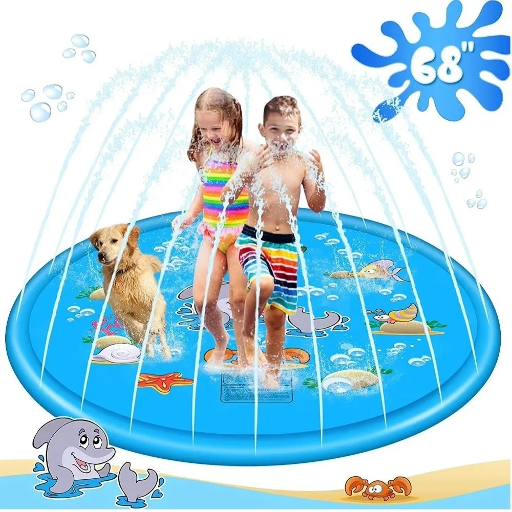 

New PVC Inflatable Kids Pool Dolphin 170cm Inflatable Water Sprinkler Pad Outdoor Game Toy Outdoor