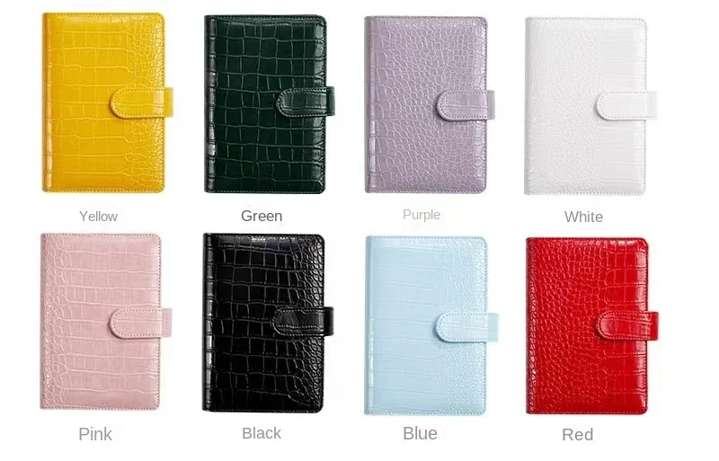 2025 New Crocodile Color 6 Ring Binder PU Clip-on Notebook Leather Loose Leaf Notebook Cover Notebooks Journal Stationery