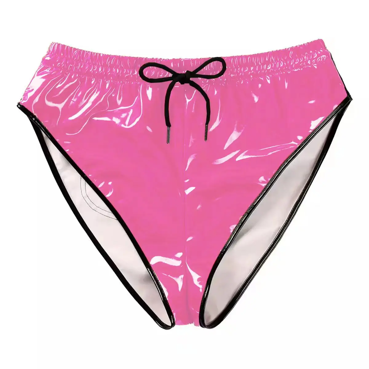 Women Sexy Soft PVC Leather Shorts Erotic Porn High-elastic Thong Panties Pocket Back Female Latex Mini Pants With Drawstring