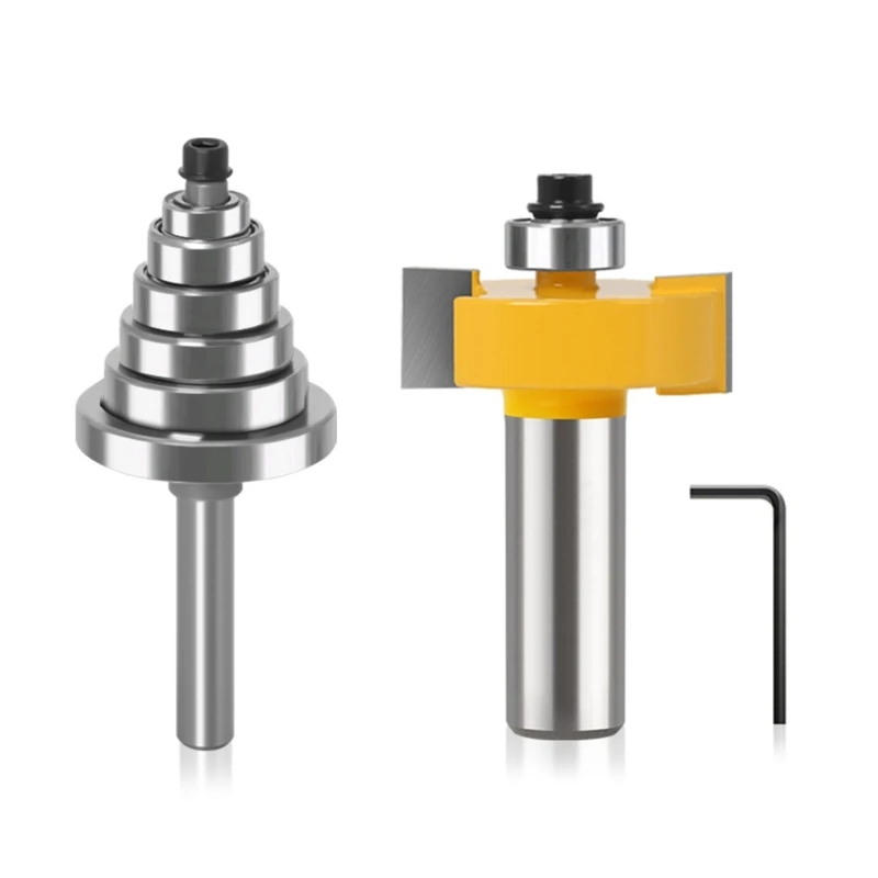 

Reliable Rabbet Router Bit with 6 Bearings Multi-Rabbeting Router Bit Set for Door Drill Bit Work Project,Art