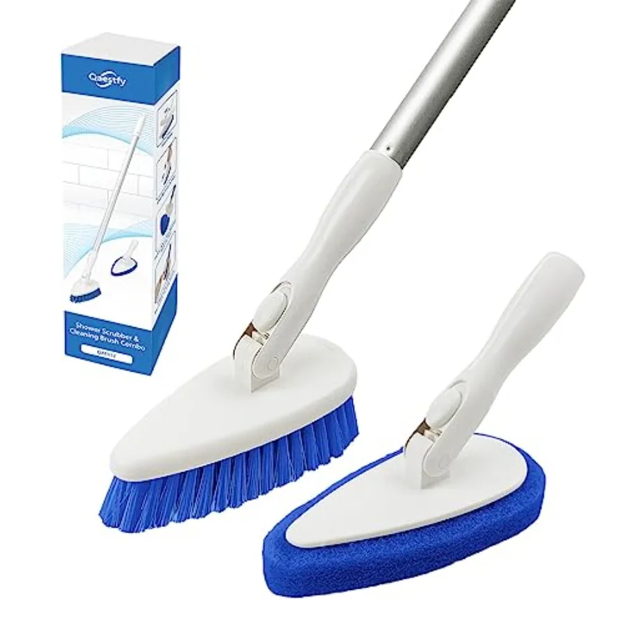 

Shower Scrubber Cleaning Brush Combo Bath Tub Tile Cleaner Scrubber Brush with 51'' Adjustable Long Handle Scrub Brush for Bath
