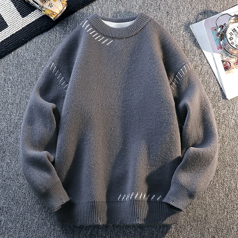 Nuevo suéter de punto cálido de moda de Color sólido 2025 suéter de punto cálido de otoño/invierno para hombre jersey ropa para el hogar