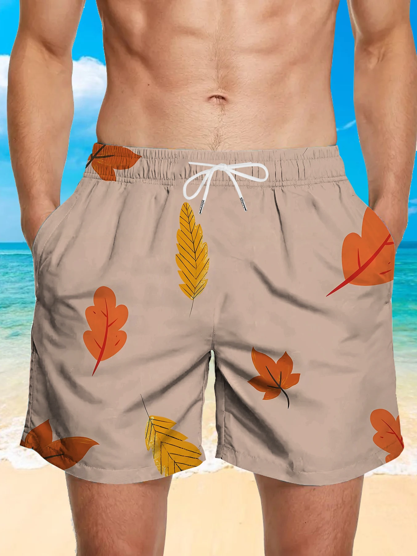 

Loose Fit Digital Printed Shorts Male Full Print Quick Dry Polyester Beach Pants