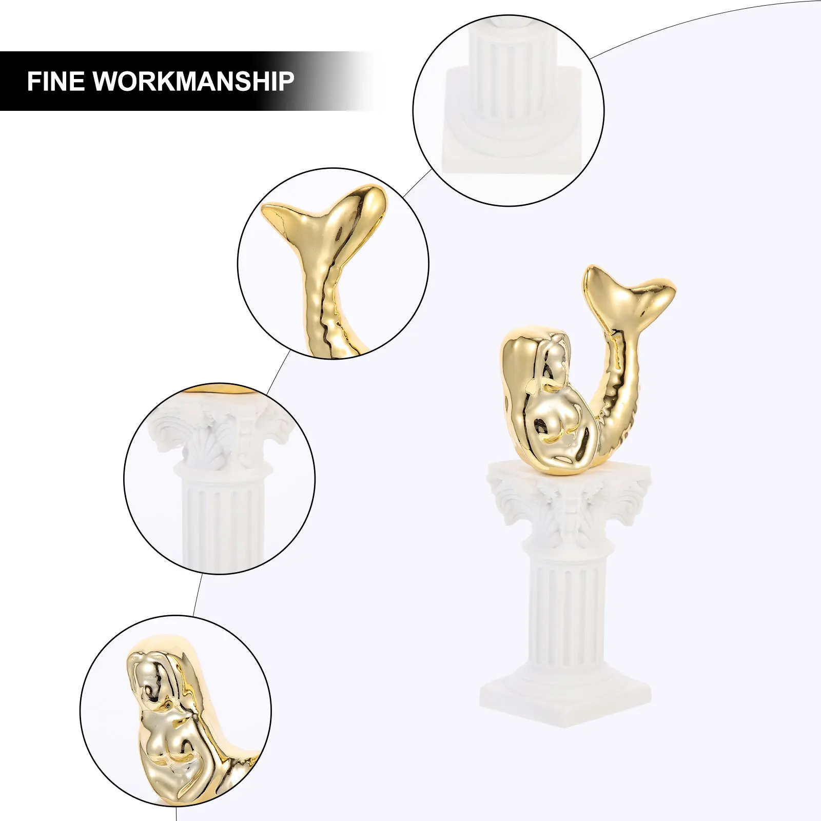 

1Set Unique Roman Pillar Animal Sculpture Resin Craft Ornament Stylish Exquisite Home Office School Decoration