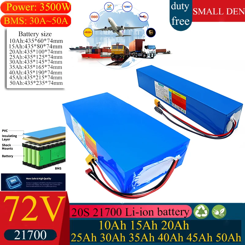 72V 60V 52V 48V 36V 24V 21V 10Ah 15Ah 20Ah 25Ah 30Ah 35Ah 45Ah 50Ah New 21700 Battery Packs, Suitable for Various Power Tools.