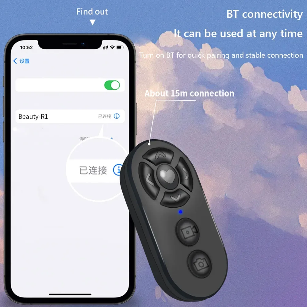 

Smart home Wireless Bluetooth Remote Control with 7 Buttons Phone Ebook Shorts Smart Remote Controller for Tik tok Youtube