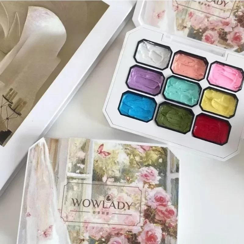 เจลสีน้ำมัน 9 ช่อง พร้อมดีไซน์เม็ดสีด้านแบบฟรอสติ้ง สำหรับตกแต่งเล็บ ลายไอศกรีม กันน้ำ อุปกรณ์ทำเล็บสำหรับร้านเสริมสวย