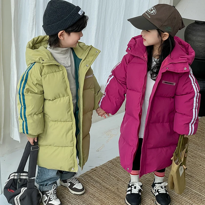 Winter Jungen Mädchen plus samt warme Kapuzenjacke 2-9 Jahre alt koreanischer Daunenmantel Verdickung 2023 Mode Kinderkleidung