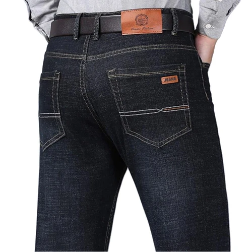 Pantalones vaqueros rectos suaves para Hombre, pantalones vaqueros clásicos de negocios negros para motorista, monos Masculino, Pantalone Hombre Mannen Homme, otoño 2025